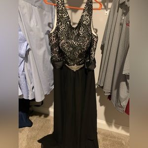 Black cream dress with crystal waist embellishment